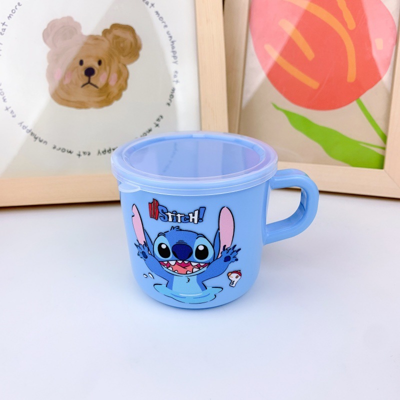 子供用ハンドルウォーターカップ幼稚園ドリンクカップステッチクロミ蓋付き漫画ミルクカップドリンクカップ|undefined