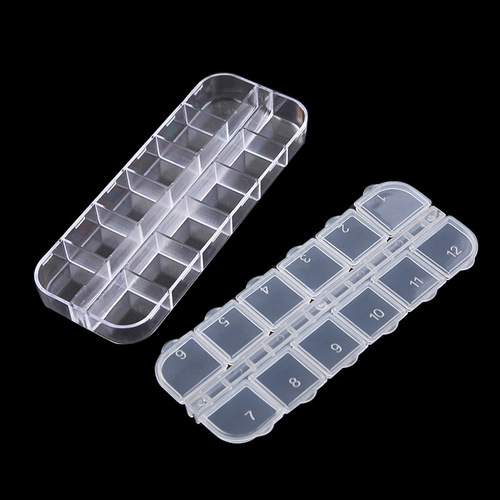 Nail Art Tools and Accessories Long Box with 12 Compartments Rectangle Nail Drill Box and Dotting Tool Storage Box Tool Set Wholesale