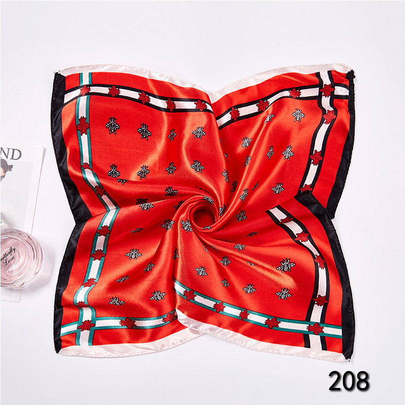 35g Weight Silk Scarf Classification Office, Daily Occasion Satin Cloth Material Star, Flower Pattern Spring&Summer Season Women's Gender Printing Design Elegant Style Women's Elegant Star Flower Satin Cloth Printing Silk Scarf 4