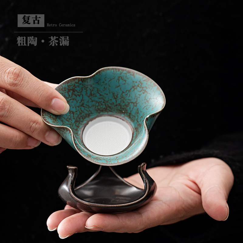 Jianying vintage colador de té de cerámica colador de té de Kung Fu juego de té colador de residuos de té colador de té base