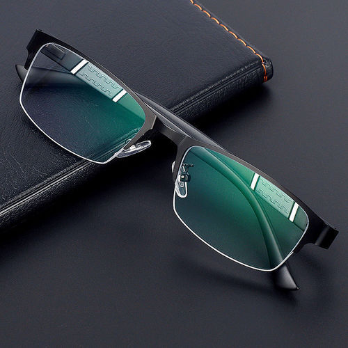 Myopia glasses, anti-blue light, business half-frame finished product, casual men's prescription-free plain mirror frame imitation TR, manufacturer wholesale