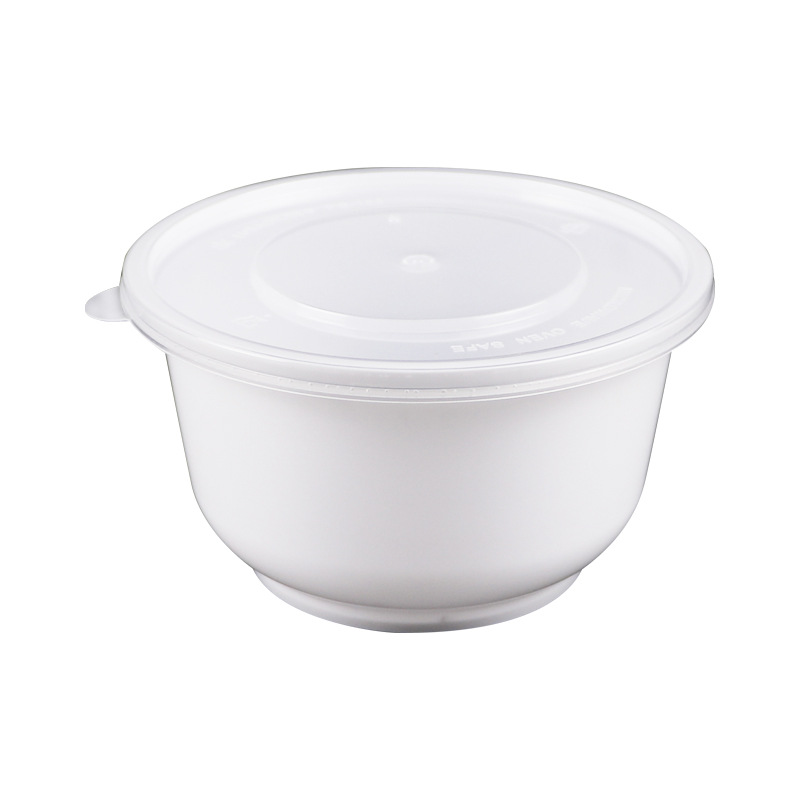 Lonchera desechable con tazón para polvo de hielo y palillos, contenedor redondo transparente de plástico de 500 ml para sopa dulce, papillas, comida para llevar, bolas de taro.