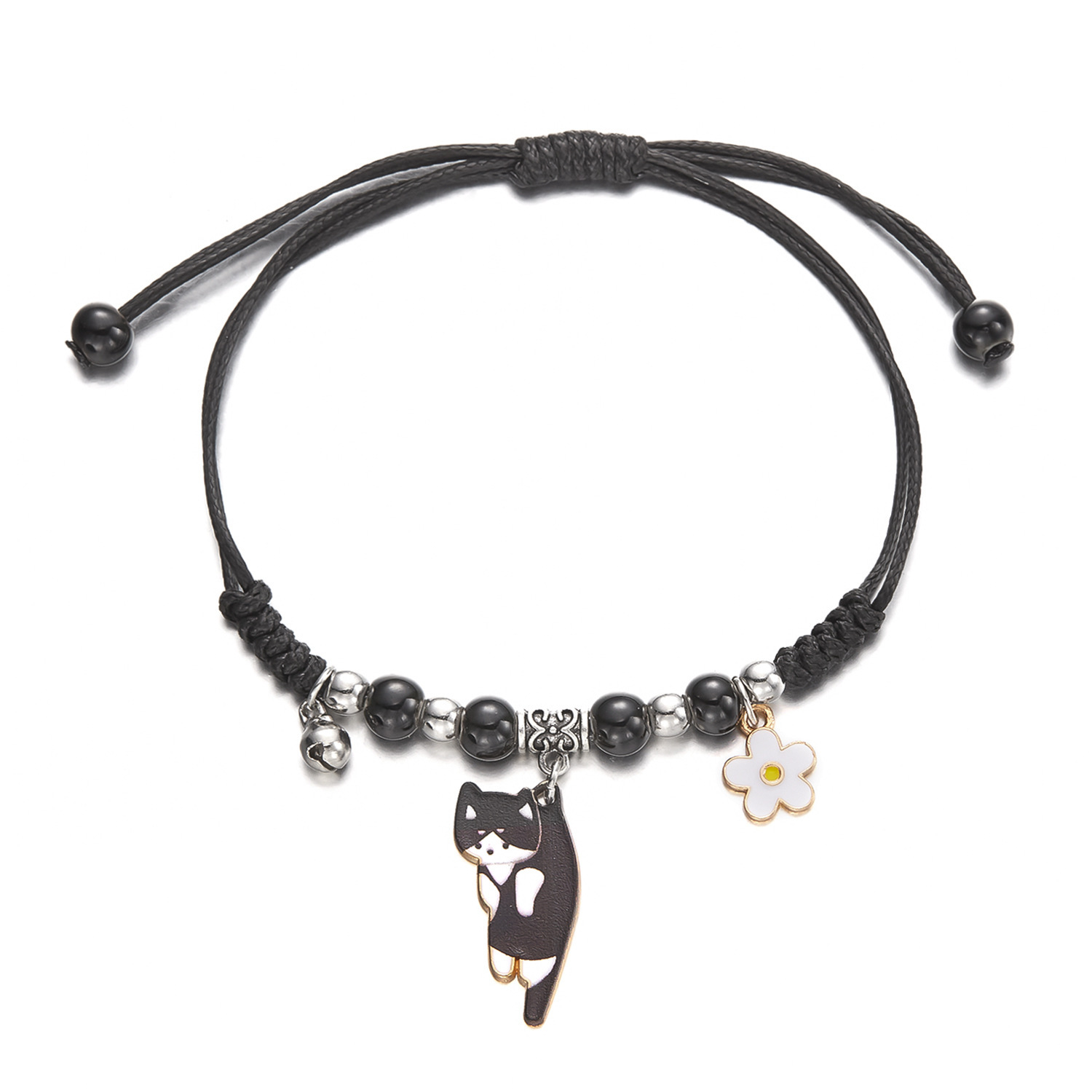 Elegante geweven armband voor dames met kat design sieraden_voghion.com