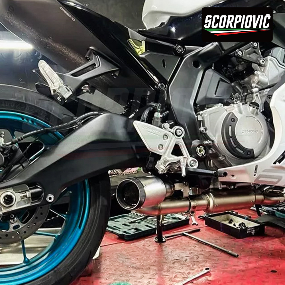 Motorcycle locomotive exhaust pipe spring breeze 675SR stainless steel swing front end muffler non-destructive installation