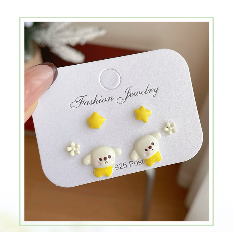 9g Weight 925 Sterling Silver Ear Needle Material Ear Studs Classification 1 Pair Quantity 1 Pair Casual Elegant Animal Enamel Alloy Ear Studs
