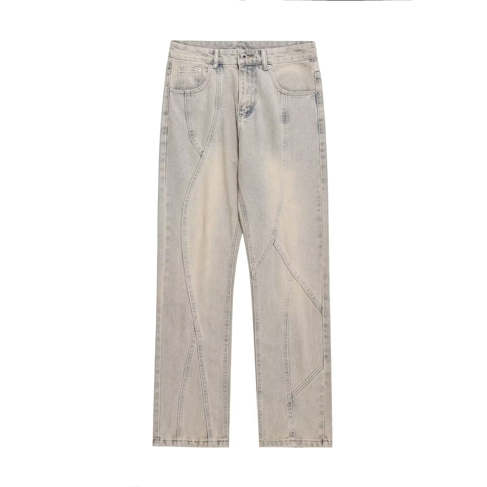 2024 verano pesado americano micro-up jeans hombres de moda slim-fit negro recto pantalones de trapeador de calle alta