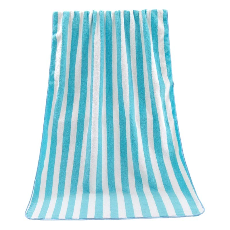 Основовязаное вязанное Коралловое флис широкое Полосатое большое полотенце оптом покрытое краем банное полотенце костюм дети взрослые утолщенное Полосатое пляжное полотенце