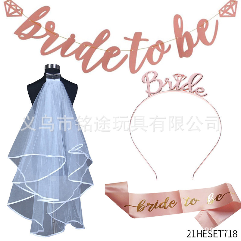 21HESET718 velo cadena bandera correa de hombro corona 4 piezas conjunto