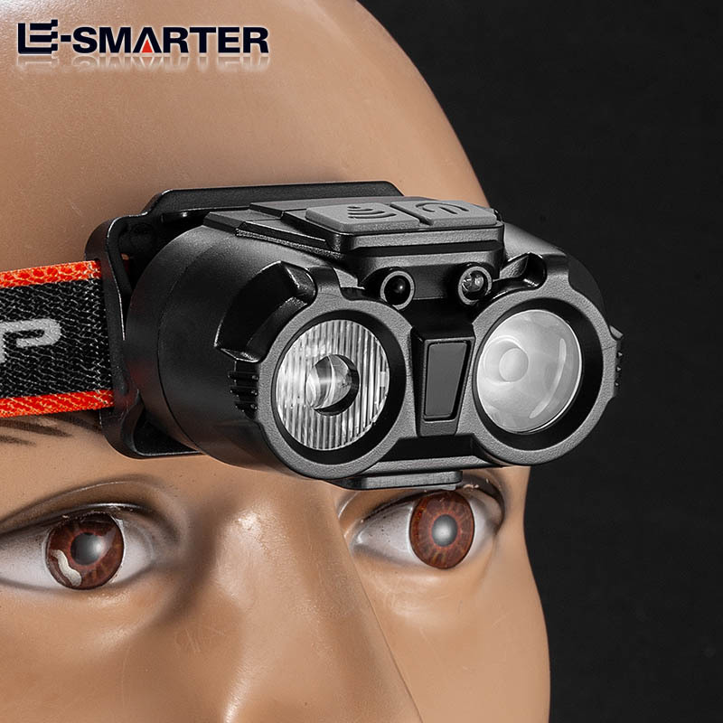 Luz transfronteriza de inducción de múltiples fuentes de luz lejos y cerca de doble modo faro de bicicleta nocturna luz de bicicleta al aire libre