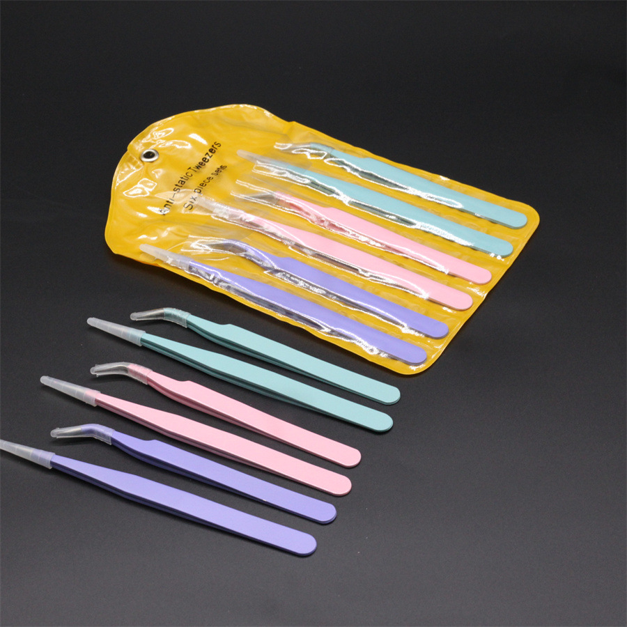 6支镊子套装加厚diy手工手帐咕卡工业镊子不锈钢美睫美甲工具批发