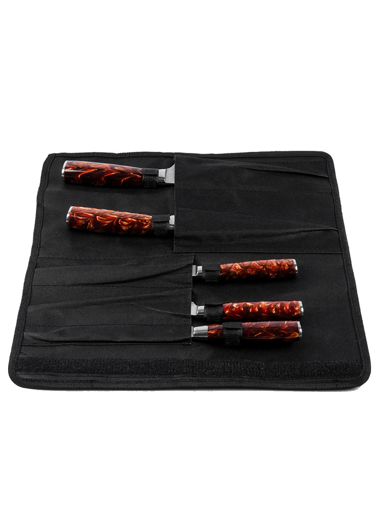 Negro de tela de Oxford impermeable bolsa de almacenamiento de herramientas bolso dividido portátil 5 piezas cuchillo bolsa cuchillo cubierta cuchillo bolsa