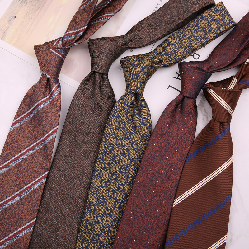 Men's Formal Business Brown Brown Groom Korean 8cm Polyester Stripe Dot Hand Tie New Tie Men's Formal Business Brown Brown Groom Korean 8cm Polyester Stripe Dot Hand Tie New Tie