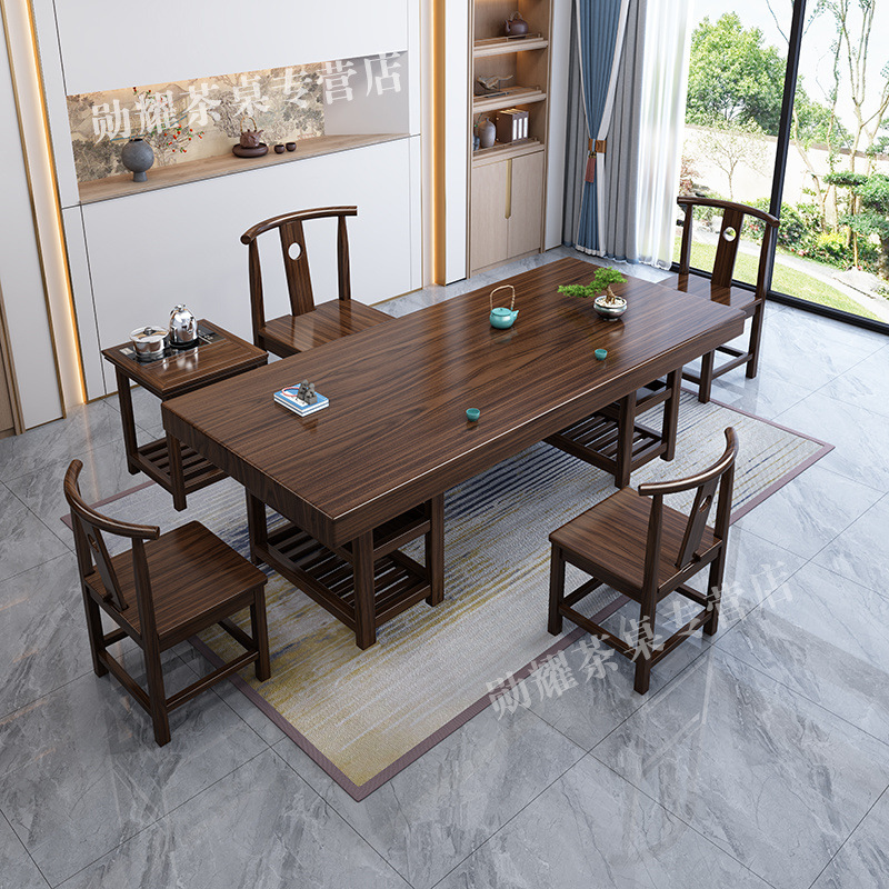 Nueva mesa de té china de madera sólida, mesa de té y silla, nueva mesa de té de oficina doméstica integral, mesa de té de kung fu
