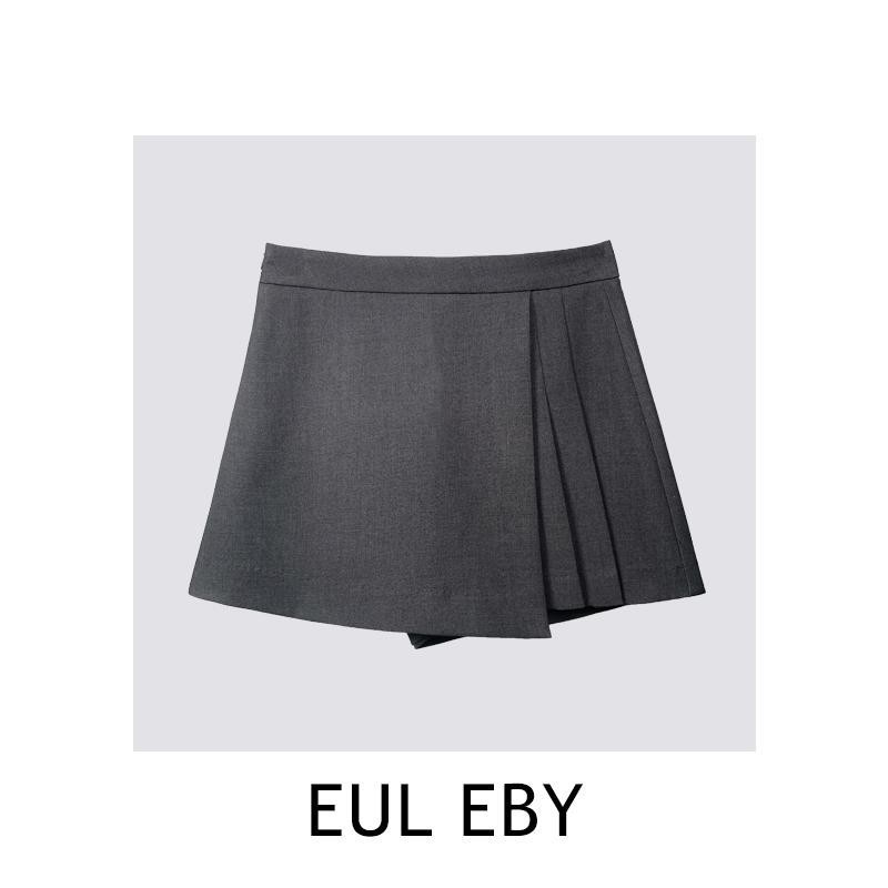 【One by Eby】TB 3色ウェビングイレギュラーパンツ ショートパンツ デザインキュロット 251001 # グレー ブラック|undefined