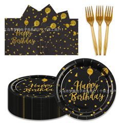 クロスボーダー黒バルーン使い捨て厚紙皿子供の誕生日や結婚式パーティー使い捨て食器セット