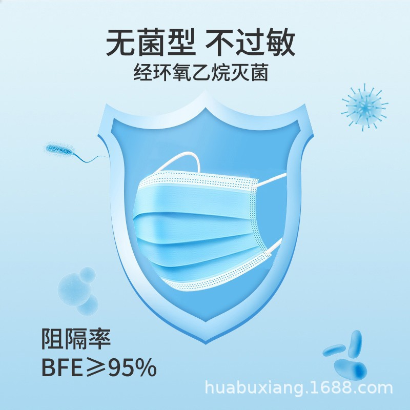 White disposable breathable medical mask for adults