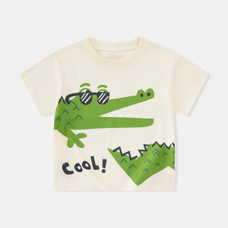 Be top camiseta de manga corta para niños verano nuevo estilo chico chaqueta de bebé dibujos animados cocodrilo envío transfronterizo de una pieza