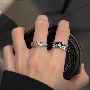 Dark style star ring for men and women niche design simple light luxury ring cold style high-grade open ring