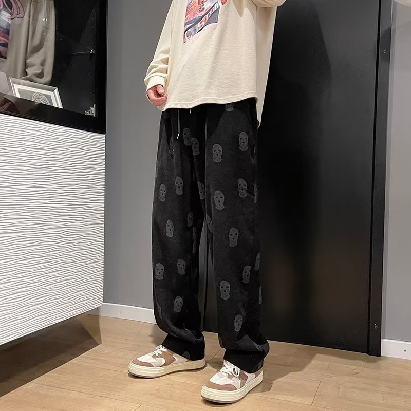 Estilo americano 2023 pantalones High Street INS de moda de los hombres de pana Pantalones anchos sueltos pantalones casuales forrados de lana primavera y otoño