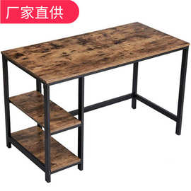 外贸定制厂家直供跨境古电脑桌双层储物板家用学习书桌办公桌钢木