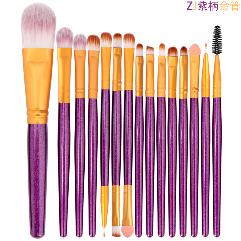 Bangfei 15 pinceles de maquillaje traje de sombra de ojos cepillo de cejas cepillo de pestañas cepillo de labios conjunto completo herramientas de belleza en stock