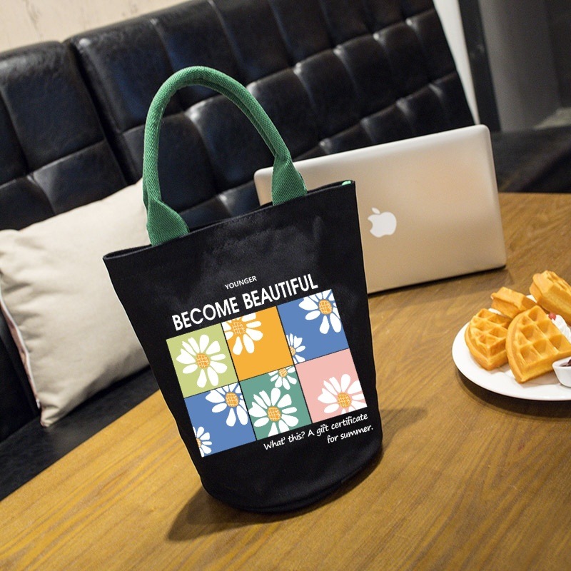 Bolsa de almuerzo de estilo japonés aislado Bento bolso estudiante almuerzo impermeable oficinista almuerzo bolsa de lona de gran capacidad