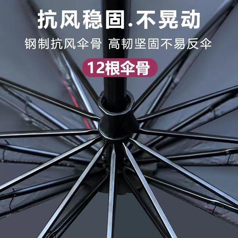 十二骨手动雨伞抗风暴超大号折叠男女晴雨两用防晒遮阳太阳伞|undefined