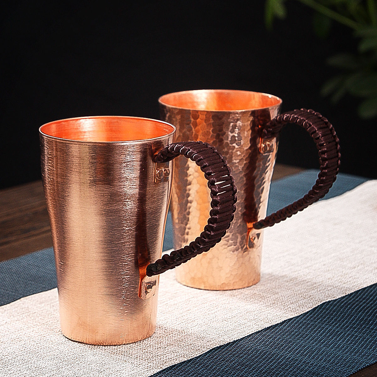 手工纯铜茶杯中式围炉煮茶西北罐罐茶木质把手煮茶器