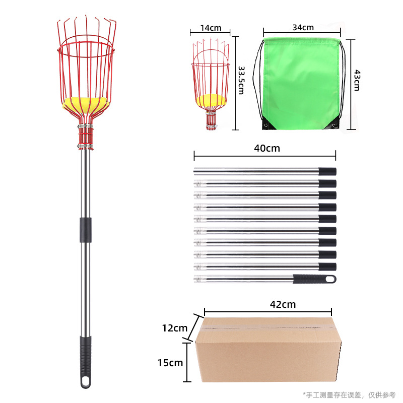 Herramienta de recolección de frutas de jardín transfronterizo, recolector de frutas, recolector de frutas, recolección de frutas de poste largo, recolección de manzanas y ciruelas a gran altitud, recolector de frutas
