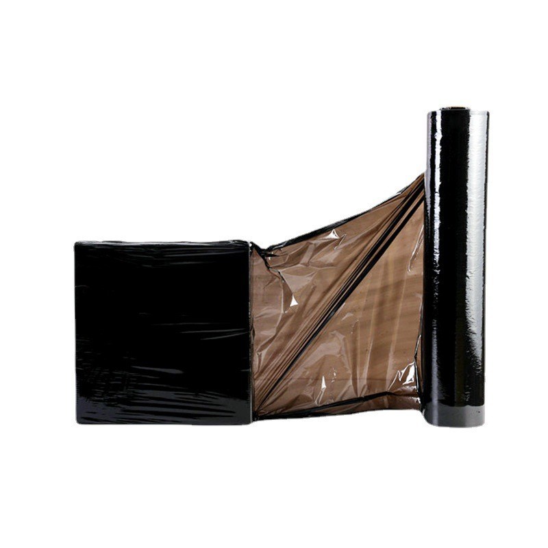 Film estirable negro, embalaje industrial de 50 cm de ancho, envoltura adhesiva opaca