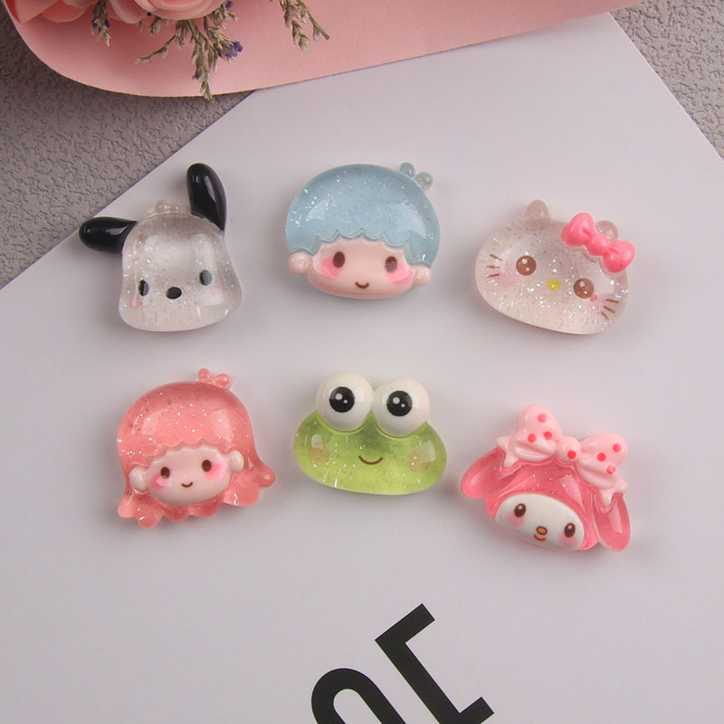 Nueva historieta permeable al hielo chica Super linda chica perro resina accesorios al por mayor DIY crema pegamento refrigerador pegatinas