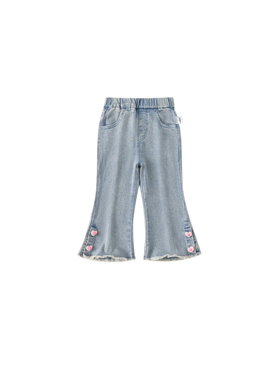 Youbao ropa para niños jeans para niñas primavera para niños nuevo estilo azul claro pies micro-hebilla de amor jeans para niños de moda image 6