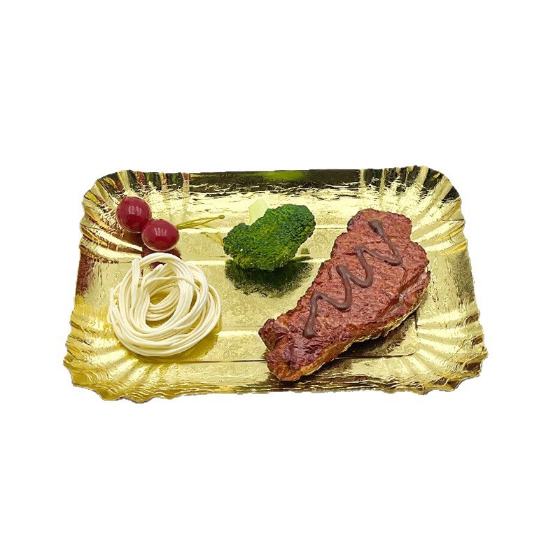 Fábrica directa fiesta bandeja de papel desechable 1200 gramos bandeja de película de aluminio de oro para niños platos de papel de cumpleaños