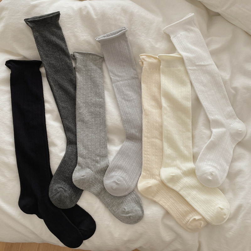 Suxinaimin Gray Calf Socks for Women, Thin Cotton Hollow-Out Style, Spring and Summer, Miu-Style Korean Long Socks Suxinaimin Gray Calf Socks for Women, Thin Cotton Hollow-Out Style, Spring and Summer, Miu-Style Korean Long Socks