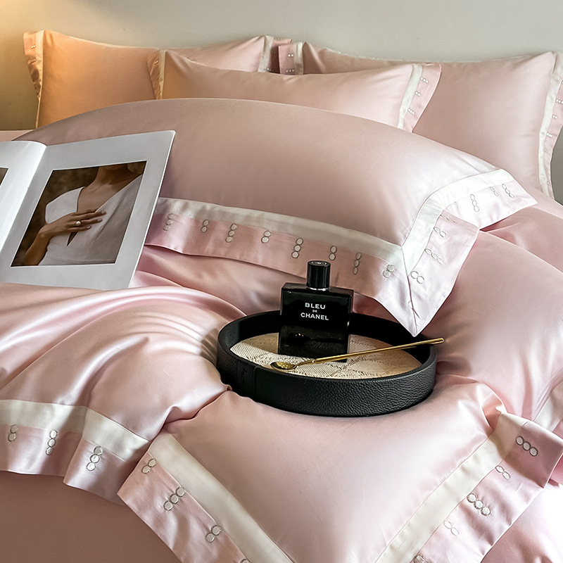 2025 nueva clase A 100 algodón de lana larga de Xinjiang algodón puro algodón de cuatro piezas ligero bordado de lujo algodón conjunto de cuatro piezas