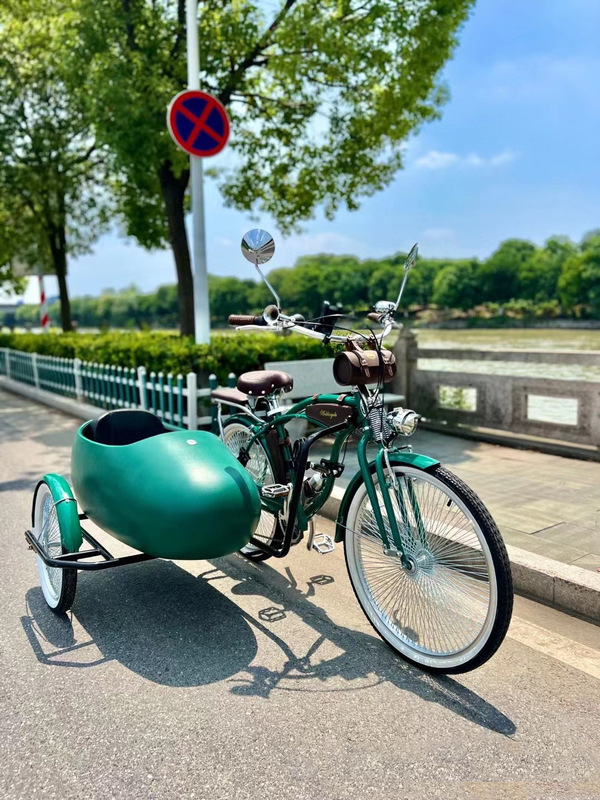快適な三輪自転車、高級公園展示用サイドバケット付き自転車、高級サイド三輪車|undefined
