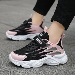 Children's Shoes 2025 New Mesh Breathable Velcro Boys and Girls Medium and Large Kidsren's Hiking Shoes Lightweight Primary School Students' Running Shoes