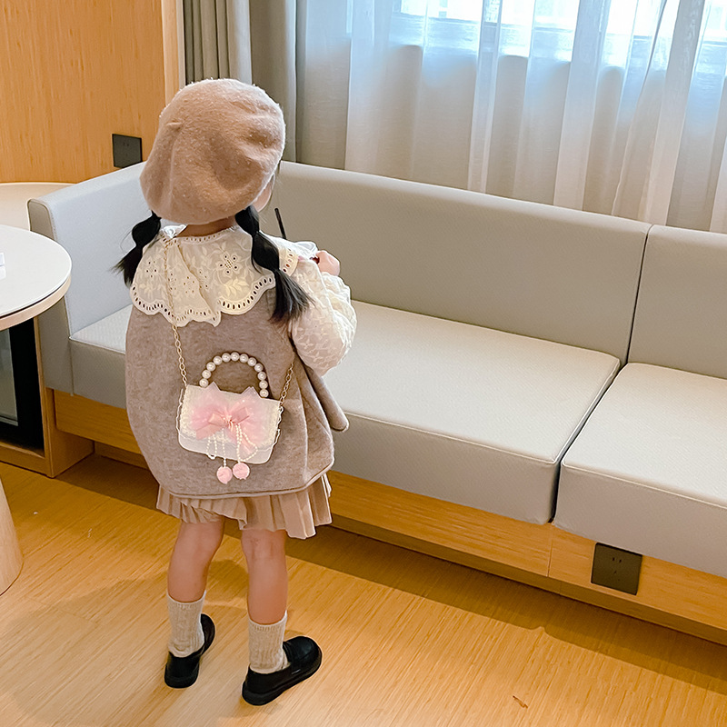 Moda princesa bolso estilo coreano arco cadena mensajero bolsa niña MINI BOLSA cuadrada accesorios de viaje