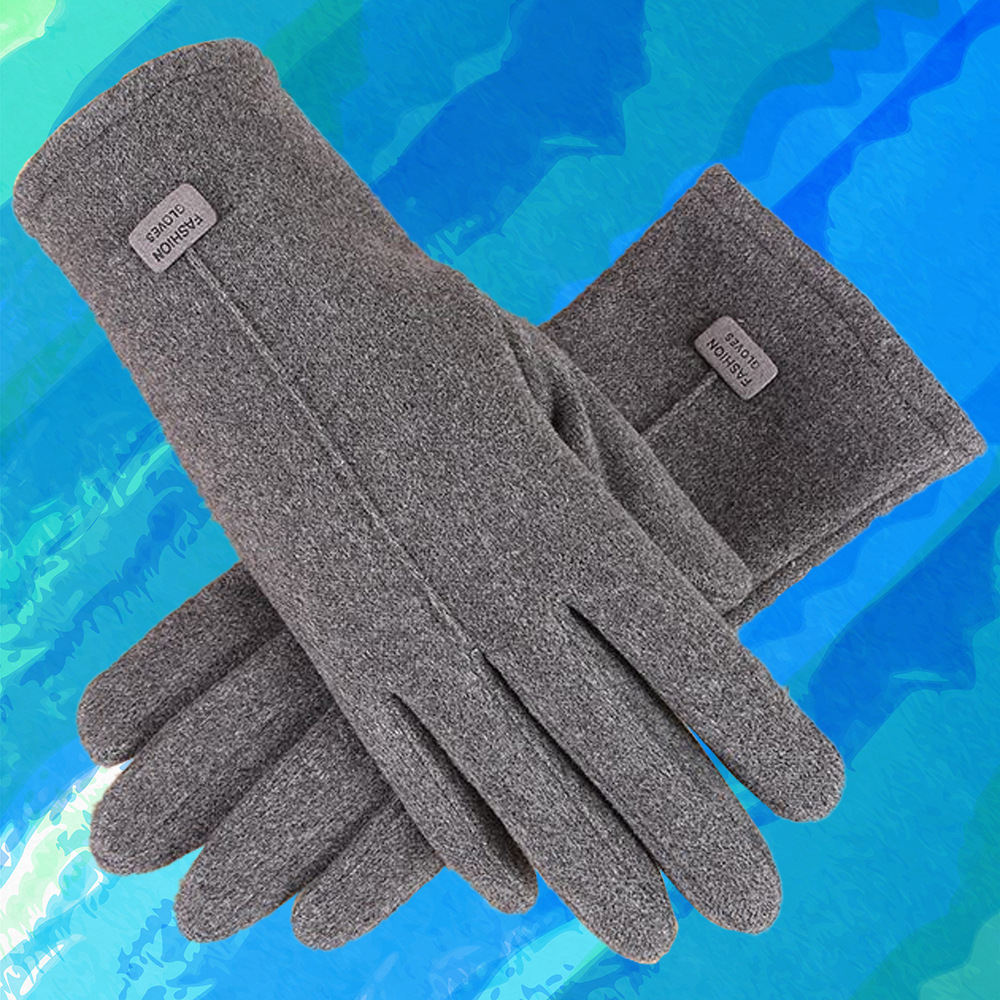 Guantes calientes hombres y mujeres invierno conejo terciopelo forro polar engrosado al aire libre equitación a prueba de frío tres líneas guantes de pantalla táctil