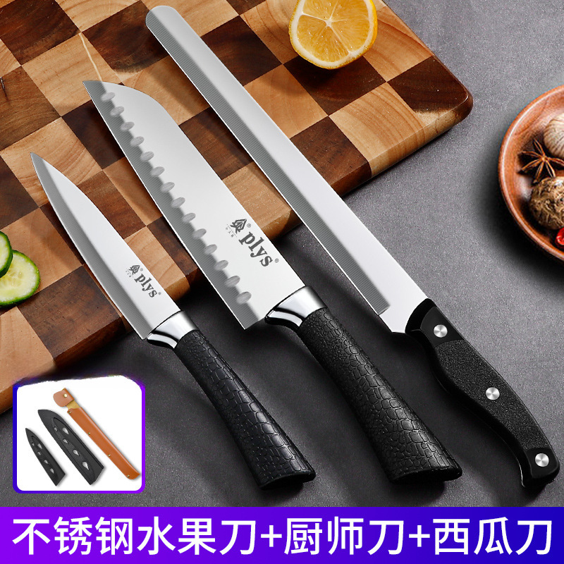 Cuchillo de fruta cuchillo de cocinero de madera sólida cuchillo de sandía grande alargado cuchillo de fruta de acero inoxidable comercial