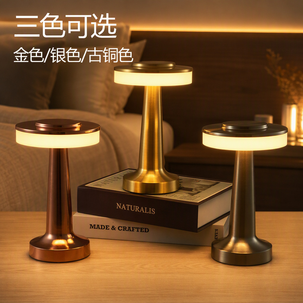 Lámpara de Noche Decorativa Control Táctil, Recargable para Dormitorio, Sala de Estar, Bar y Camping image 1