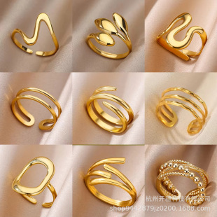 Y2k Silver Star Ring Set Irregular Stacking Rings Adjustable Open
