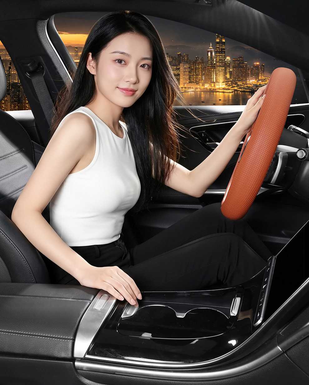New car steering wheel cover for women, suitable for all seasons, made of leather, cute, non-slip, sweat-absorbent, breathable, cross-border wholesale