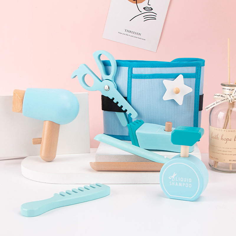 Niñas transfronterizas de madera simulación juguetes caseros un juego completo de tocador barbero regalo de cumpleaños para niños