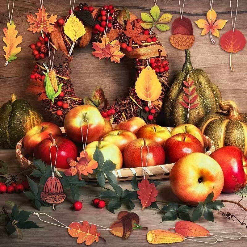 New Autumn Thanksgiving Gift Wooden Ornament Set Maple Leaf Wooden Hanging Decoration Oak Gray Elm Leaf Decoration New Autumn Thanksgiving Gift Wooden Ornament Set Maple Leaf Wooden Hanging Decoration Oak Gray Elm Leaf Decoration