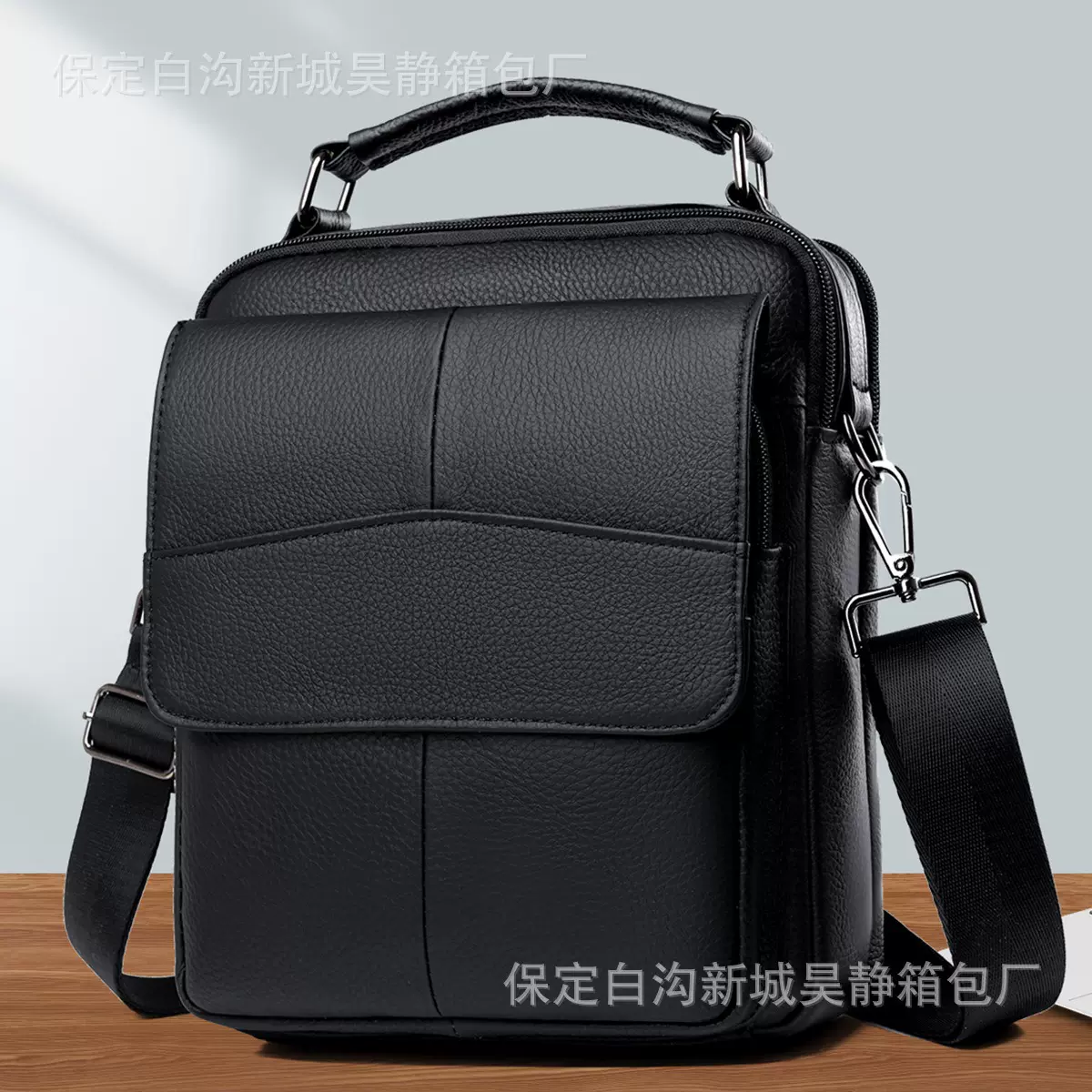 跨境热卖新款真皮男包 斜挎包多功能男士单肩包 头层牛皮手提男包