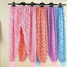 老人打底线裤女士碎花秋裤中老年人家居裤印花低腰棉毛裤大码宽松