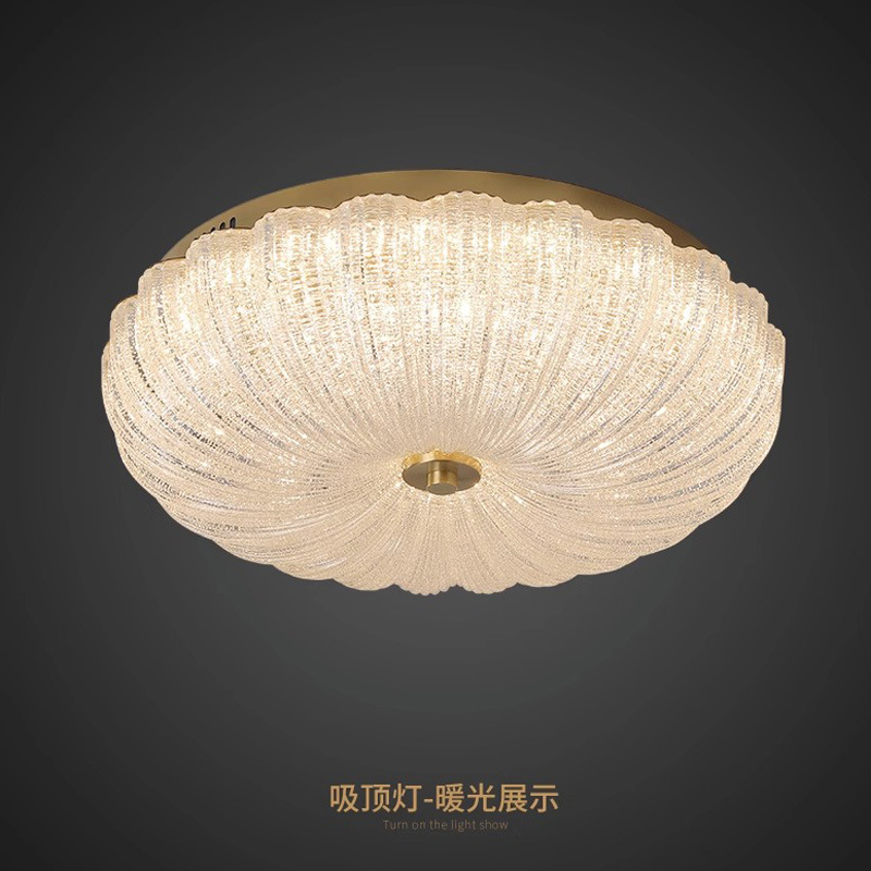 Light Luxury Master Bedroom Exquisite Ceiling Lamp Copper Natural Glass Lamp New Modern Led Hotel Room Aisle Entrance