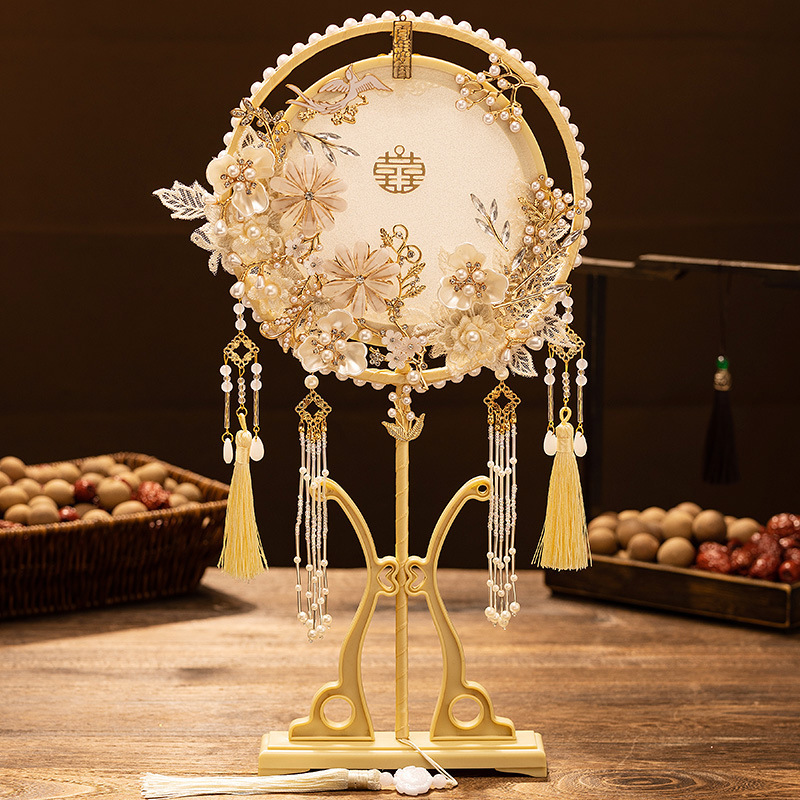オリジナル婚扇中国式団扇花嫁結婚diy材料バッグ高級贅沢新婚プレゼント秀イネ服喜扇|undefined