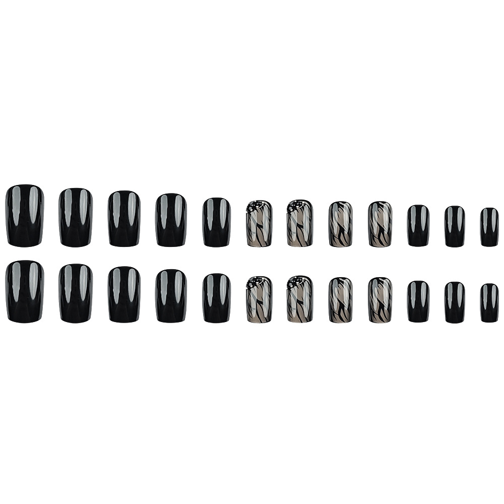 Europa y los Estados Unidos venden en caliente oscuro estilo cuadrado de uñas parches de uñas de tela de araña gradiente sensación alta chica caliente con diamantes para usar uñas